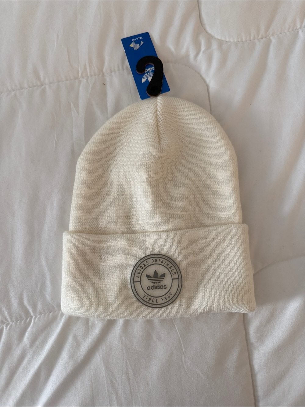 adidas Cream Beanie Hat with Originals Patch